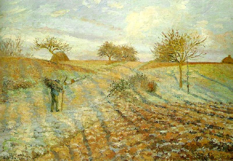Camille Pissarro hoarfrost the old road to ennery oil painting picture
